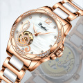 Hot Sale Top Brand Women's Mechanical Watch with Rhinestone Ceramics Stainless Steel Band Crazy Watches Automatic Ladies Watch